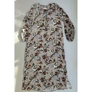 Natural Life Women's Maxi Dress Floral Medium Crinkled Long Sleeve Prairie Boho